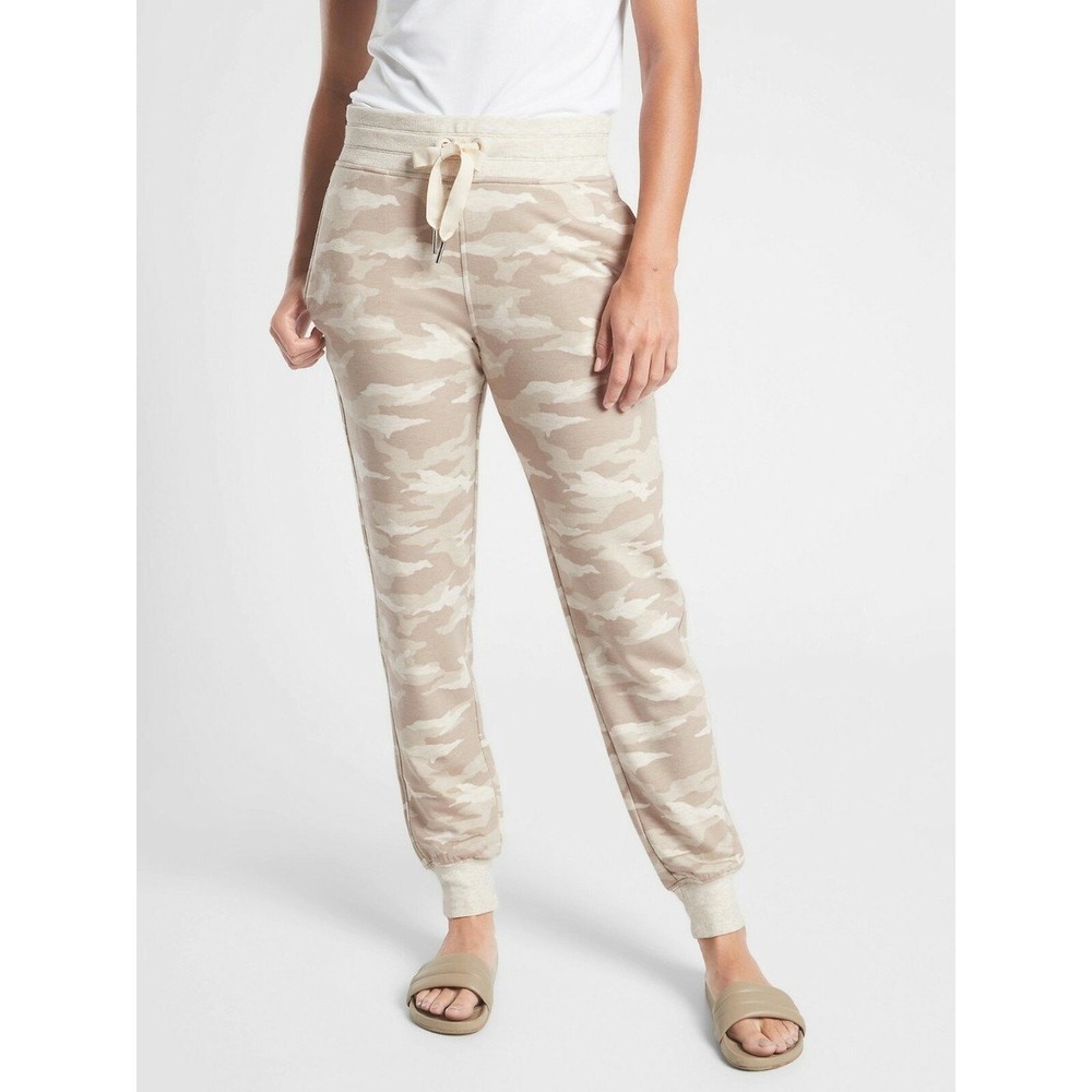 Athleta Balance Printed Jogger Womens MT Beige Camo Tencel Blend Lounge Pants